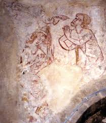 Bledlow Parish Church mediaeval wall painting of Adam and Eve